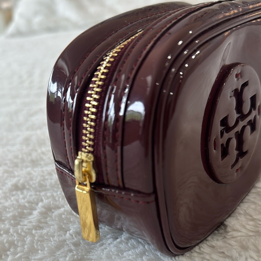 Tory Burch Cosmetic Bag | Burgundy - Picture 2 of 4